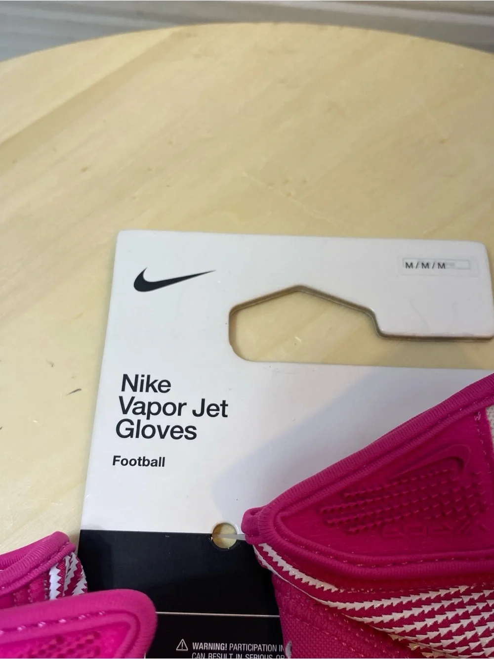 Nike Vapor Jet Football Gloves Pink White Unisex Size M Medium New With Tags